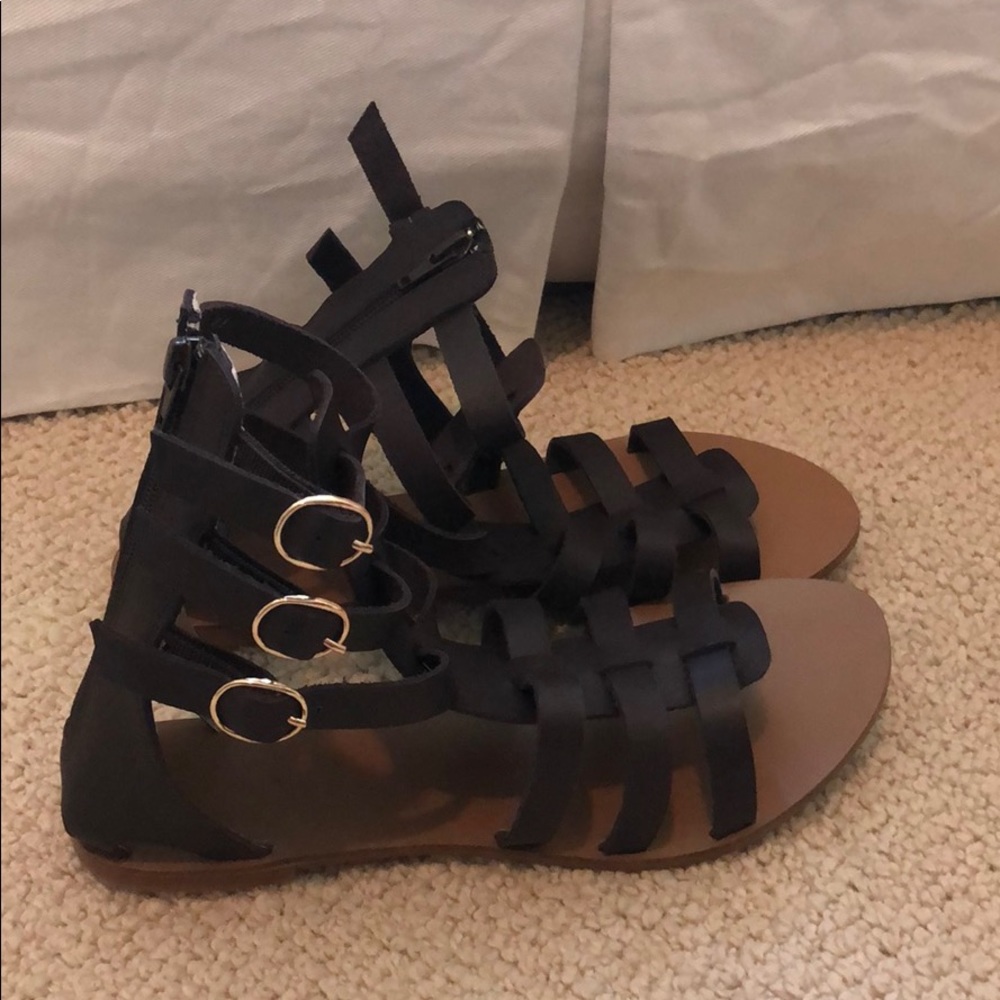 All Black Cleopatra Sandals in Coffee